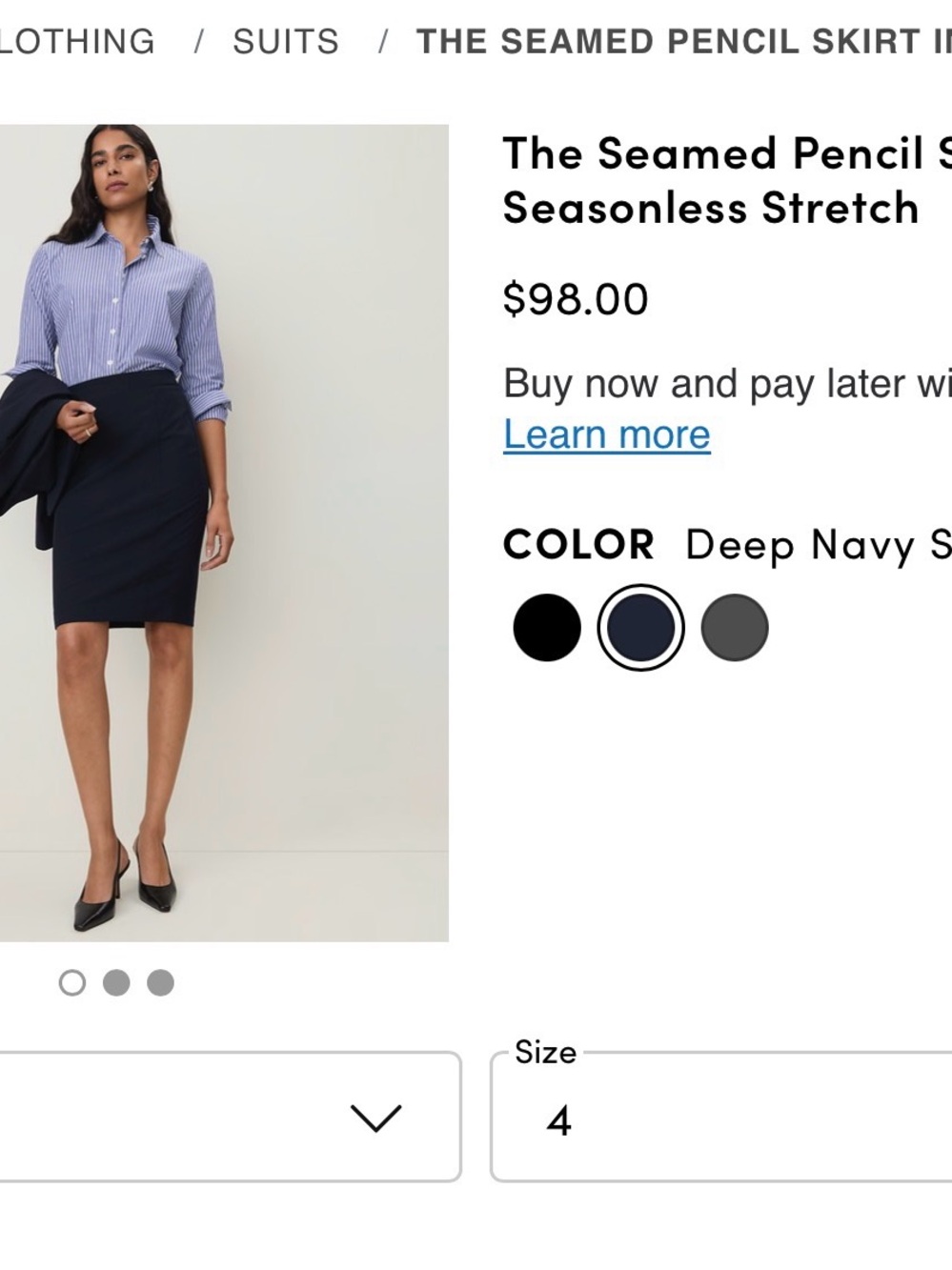Ann Taylor Deep Navy Seamed Pencil Skirt